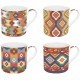 Set 4 mugs 300 ml porcelaine Global Ethnic Aztec