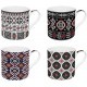 Set 4 mugs 300 ml porcelaine Global Ethnic Incas