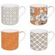 Set 4 mugs 300 ml porcelaine Trend & color orange