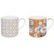 Set 2 mugs 300 ml porcelaine Trend & color orange baroque