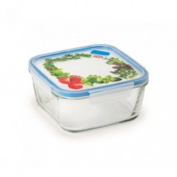 10001 Snipslock container verre carré décoré 0.8L