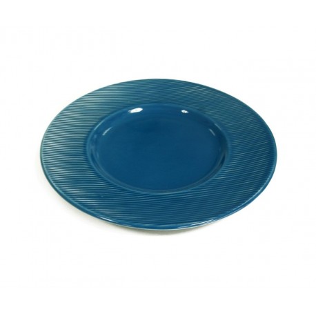 3441 Assiette dessert 22 cm rayures bleu petrole