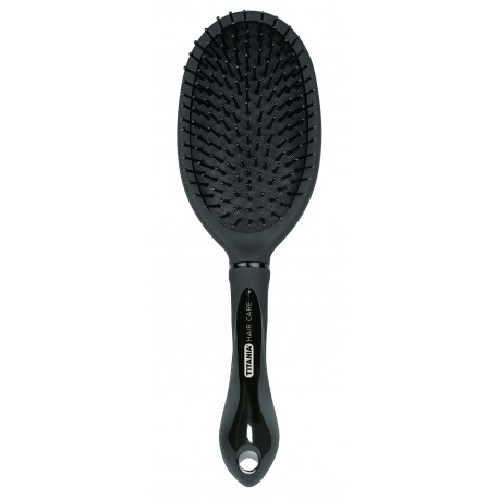 Brosse pneumatique ovale noire /céramique avec poil plastique à bord rond 1389