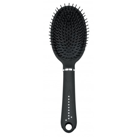 Brosse pneumatique ovale noire soft tuch avec strass et poils plastique 1401