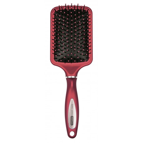 Brosse pneumatique rectangulaire noire rouge argent avec poils plastiques à bord rond 1629