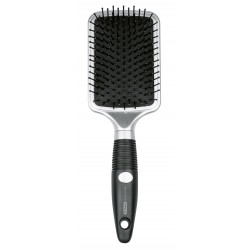 Brosse pneumatique rectangulaire noire argent avec poils plastiques à bord rond 1759