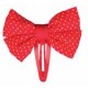 2 Noeuds 6cm sur pince rouge pois blanc 7909 GIRL