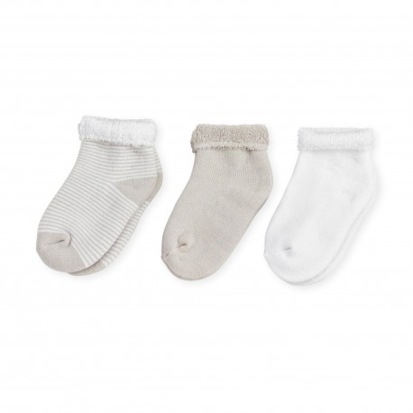 3 paires de chaussettes taupe 0/3 mois