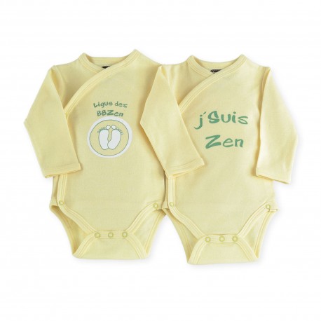 2 bodies ML croisés assortis 100% coton 50-62 Livrables par 6) j'suis Zen