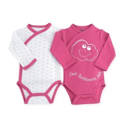 2 bodies ML croisés assortis 100% coton 50-62 (livrables par ) nuage fuchsia