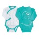 2 bodies ML croisés assortis 100% coton 50-62 (livrables par 6) nuage turquoise