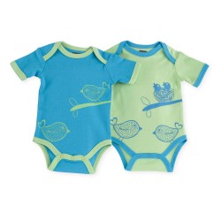 2 bodies assortis 100% coton 50-62 MC (livrables par 6) 2 oiseaux