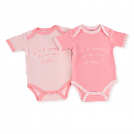 2 bodies assortis 100% coton 50-62 MC (livrables par 6) caractère F