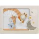 Parure pour lit de bébé avec peluche 60x120 - 3pieces blanc/orange Girafe ours 03124-16