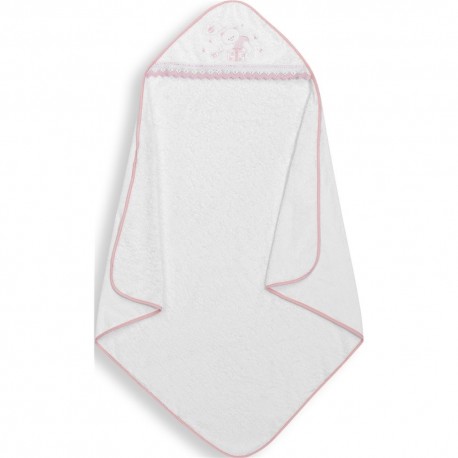 Cape du bain 1x1 m coton blanc/rose ours point de croix 1118-12