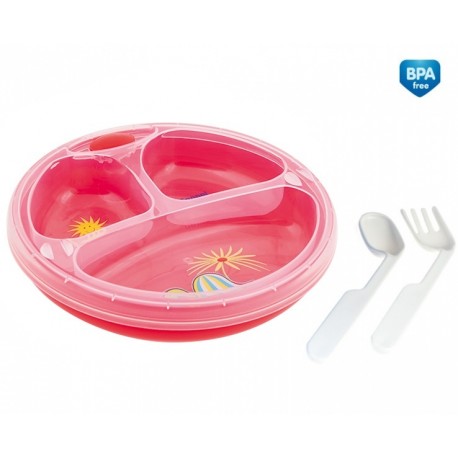 9/216 Assiette chaude avec couverts colorfull animals