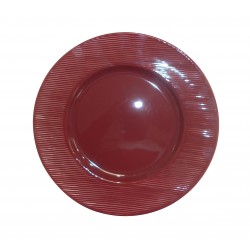 3441 Assiette plate 27 cm rayures bordeaux