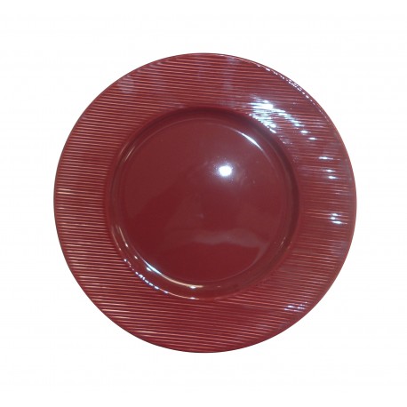 3441 Assiette plate 27 cm rayures bordeaux