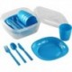 12100SIV CAMPING SET HAWAII 4 PERSONNES (4 ASSIETTES 4 GOBELETS 4 SET 3 COUVERTS) (Vert/Rose/Bleu)