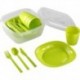 12100SIV CAMPING SET HAWAII 4 PERSONNES (4 ASSIETTES 4 GOBELETS 4 SET 3 COUVERTS) (Vert/Rose/Bleu)