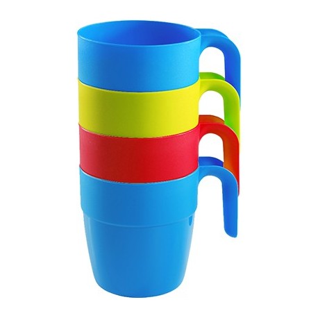 12240SIV SET DE 4 TASSE BARBADOS Camping 0,3 L (Bleu/Rose/Vrert)